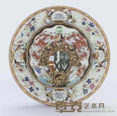QIANLONG (1736-95), CIRCA 1743 A FAMILLE ROSE ARMORIAL PLATE 